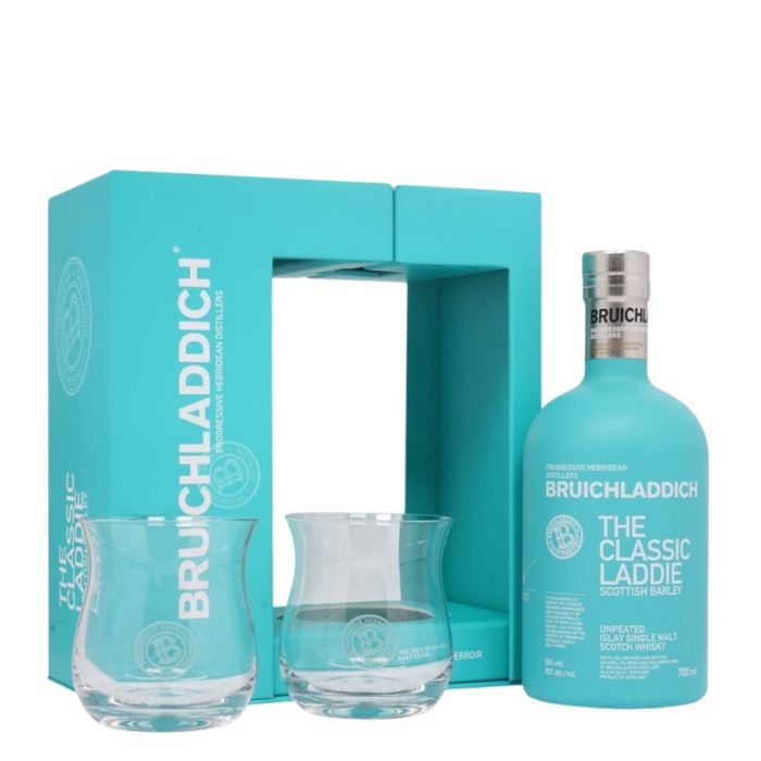 Bruichladdich Laddie Classic Scottish Barley + glasses  (Брукладді Ледді Класік Скотіш Барлі зі склянками) 50% 0.7L