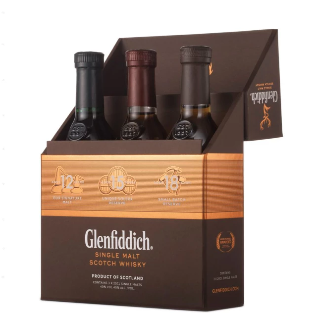 Glenfiddich Tasting Set - 12, 15, 18 y.o. (Гленфіддік Дегустаційний Сет 12, 15, 18 років) 3х0.2L