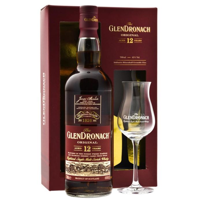 Glen Dronach 12 у.о. Giftset (Глен Дронах 12 лет с бокалом) 43% 0.7L