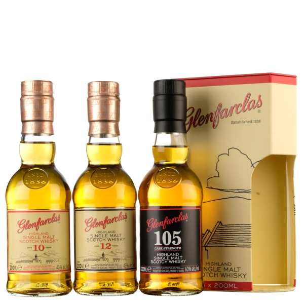 Glenfarclas Tasting Set - 10, 12, y.o., 105 (Гленфіддік Дегустаційний Сет 10, 12 років, 105) 3х0.2L Glenfarclas Tasting Set - 10, 12, y.o., 105 (Гленфіддік Дегустаційний Сет 10, 12 років, 105) 3х0.2L