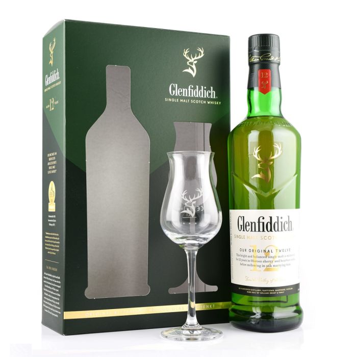 Glenfiddich 12 y.o. + glass (Гленфіддік 12 років з келихом) 40% 0.7L