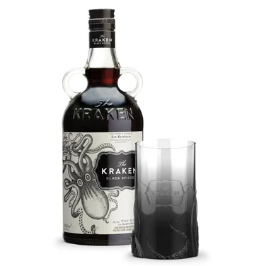 Kraken Black Spiced Giftset (Кракен Блек Спайсед зі склянкою) 40% 1L