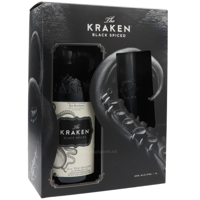 Kraken Black Spiced Giftset (Кракен Блэк Спайсед со стаканом) 40% 1L