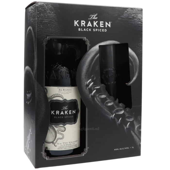 Kraken Black Spiced Giftset (Кракен Блек Спайсед зі склянкою) 40% 1L