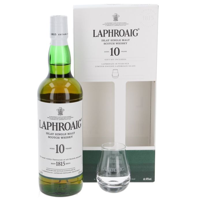 Laphroaig 10 y.o. + glass (Лафройг 10 років зі склянкою) 40% 0.7L