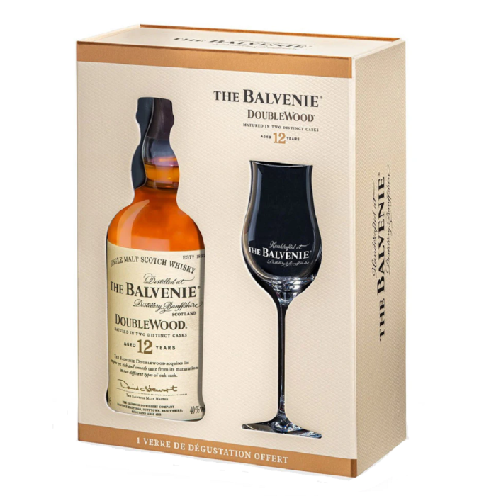 Balvenie 12 y.o. Doublewood Giftset (Балвені 12 років Даблвуд з бокалом) 40% 0.7L